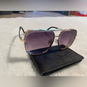 Gold Frame Sunglasses with Purple Gradient Lenses